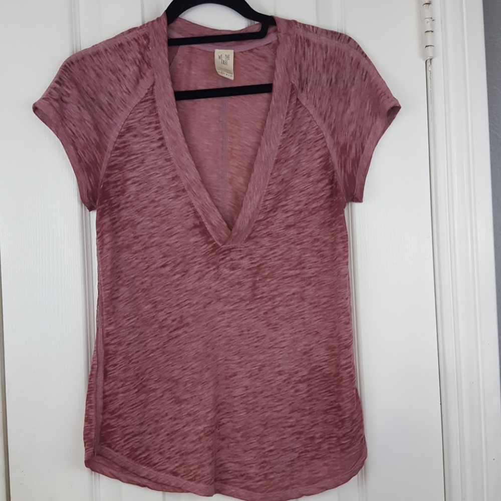 We the free by Free People Purple deep V tee